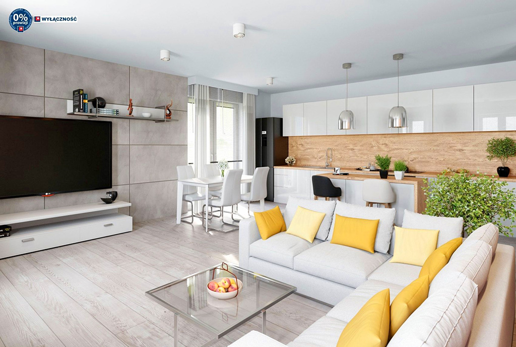 zaprojektowany z wyczuciem gustu salon w ekskluzywnym apartamencie do sprzedaży Legnica