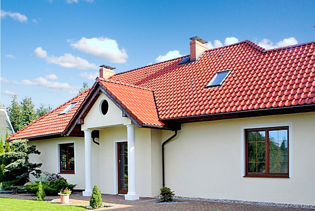 widok od przodu na ekskluzywną willę na sprzedaż Starogard Gdański