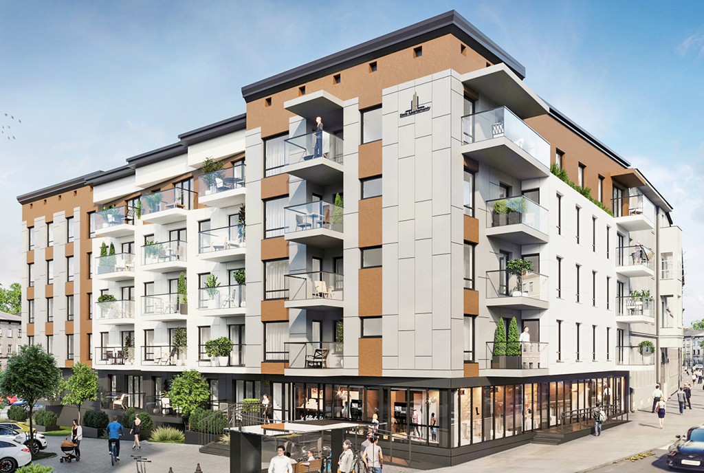 widok na budynek, w którym znajdziemy oferowany do sprzedaży ekskluzywny apartament Legnica