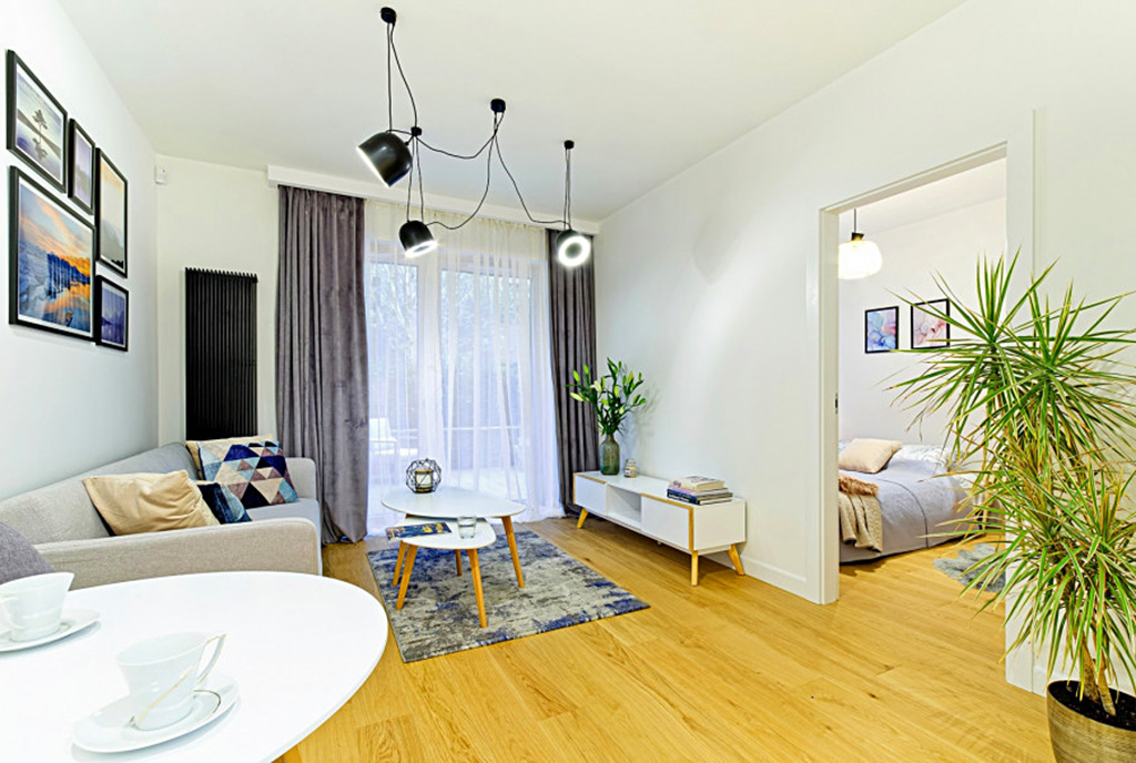 nowoczesny projekt salonu w ekskluzywnym apartamencie do sprzedaży Gdańsk