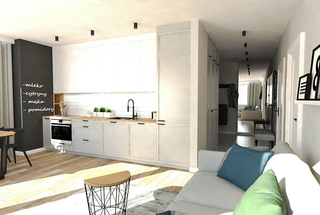 funkcjonalnie zabudowana kuchnia w luksusowym apartamencie na sprzedaż Ostrów Wielkopolski