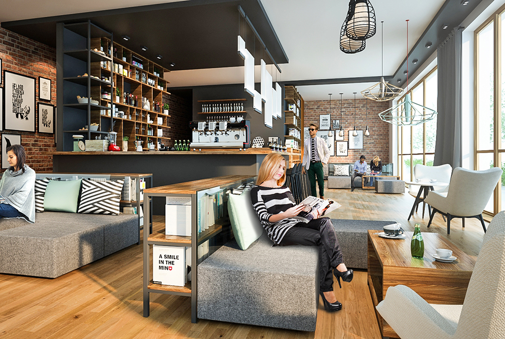 kameralne lobby w apartamentowcu, gdzie znajduje się oferowany na sprzedaż luksusowy apartament Szczecin