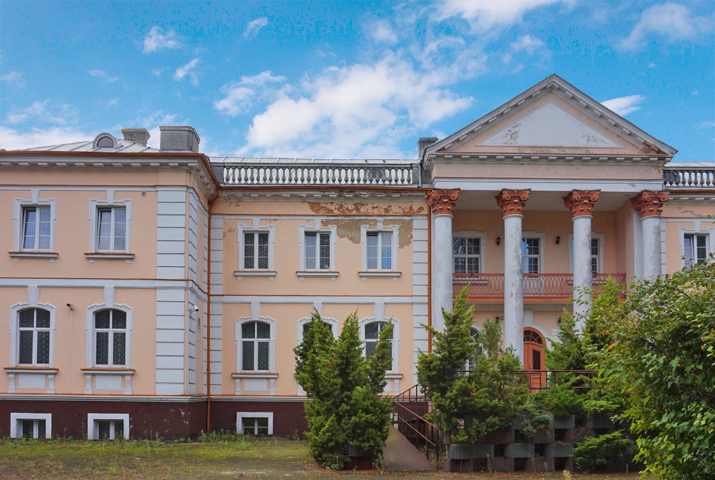 zapierające dech w piersiach rozmachem wejście do ekskluzywnego pałacu na sprzedaż Wielkopolska