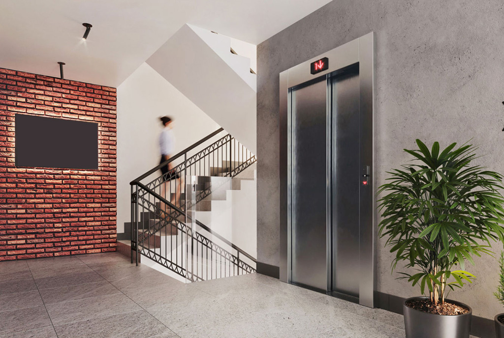 nowoczesna, designerska klatka schodowa w budynku, w którym mieści się ofeorwany na sprzedaż ekskluzywny apartament na sprzedaż Legnica