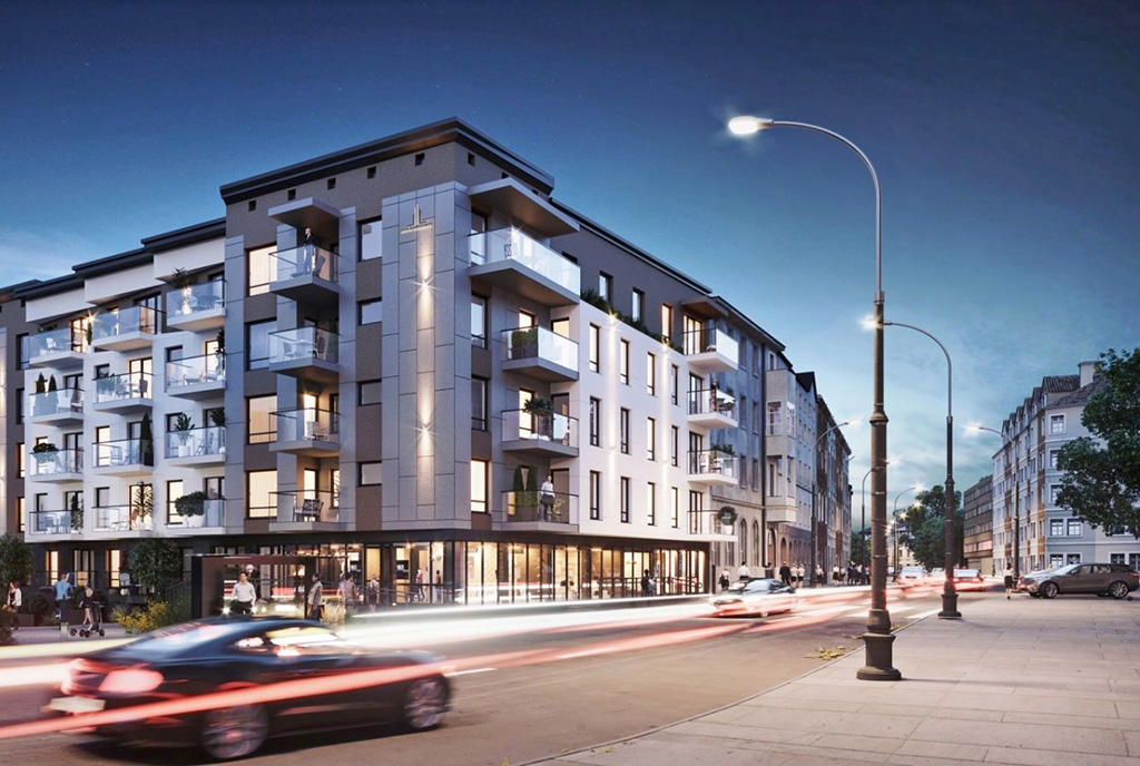 wizualizacja apartamentowca, gdzie mieści się oferowany na sprzedaż luksusowy apartament Legnica