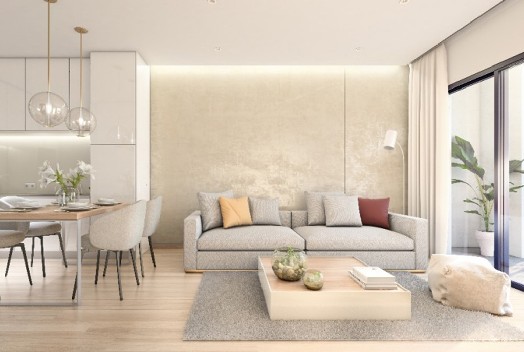 zbliżenie na salon w luksusowym apartamencie na sprzedaż Hiszpania (Benalmadena)