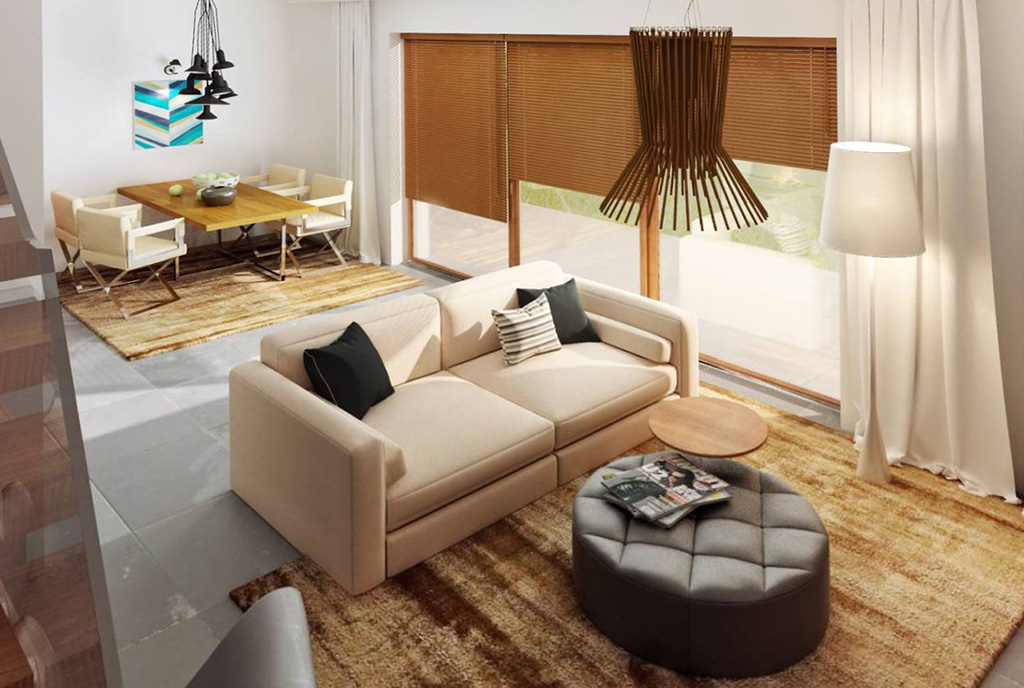 widok z góry na salon w luksusowej willi na sprzedaż Kalisz