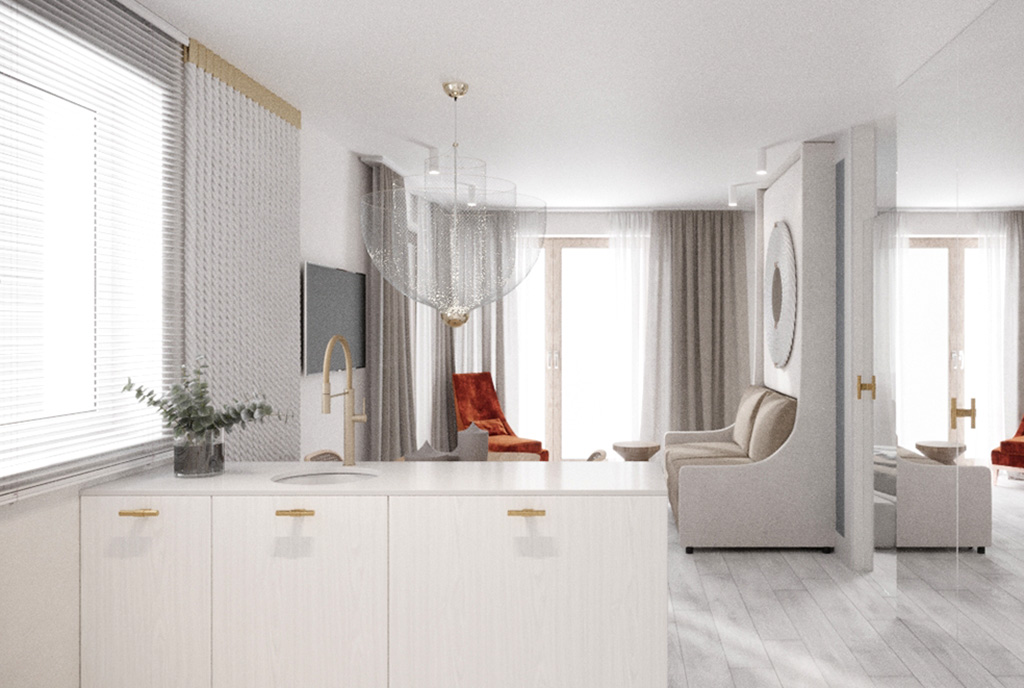 wytworne wnętrze ekskluzywnego apartamentu do sprzedaży nad morzem
