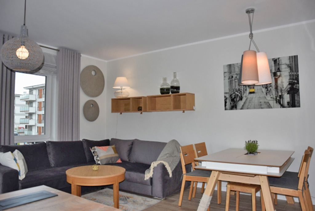 zbliżenie na salon w luksusowym apartamencie do wynajmu Słupsk