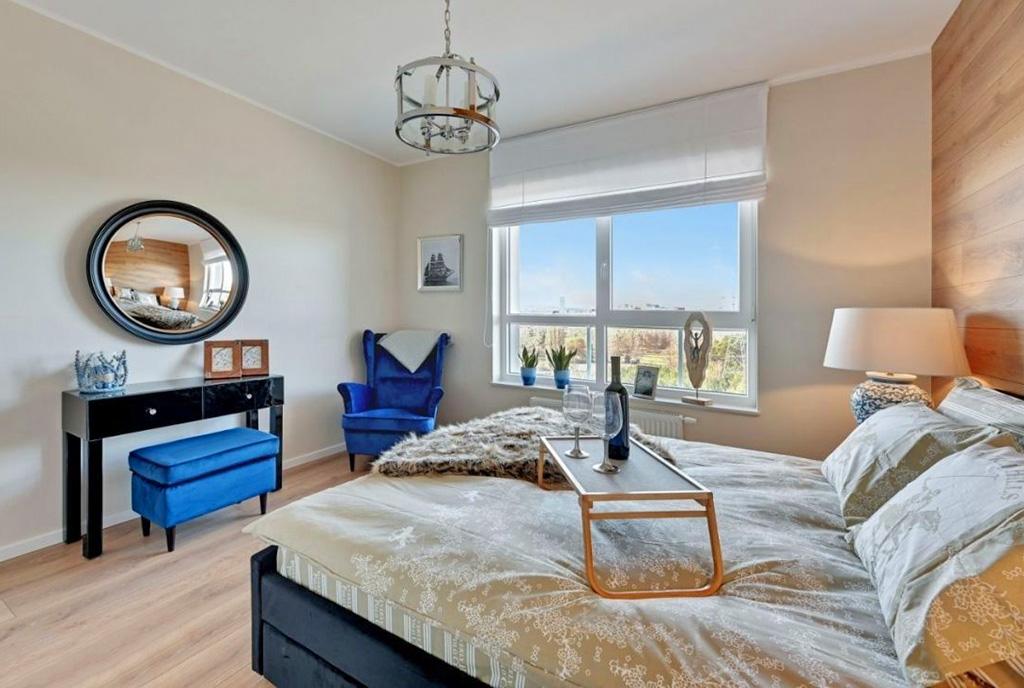 elegancka sypialnia w ekskluzywnym apartamencie do sprzedaży Gdańsk