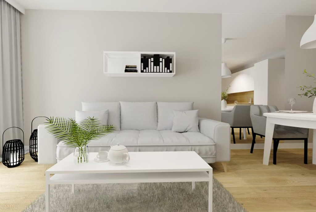 zbliżenie na pokój dzienny w ekskluzywnym apartamencie na sprzedaż Szczecin