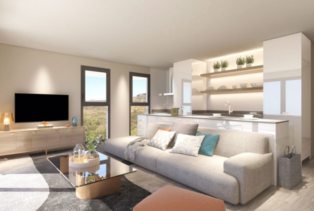 wytworne wnętrze salonu w ekskluzywnym apartamencie do sprzedaży Hiszpania
