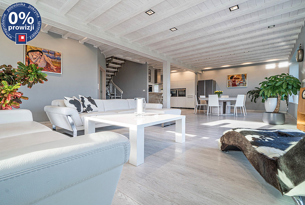 przestronny pokój dzienny w ekskluzywnej willi do sprzedaży Katowice (okolice)