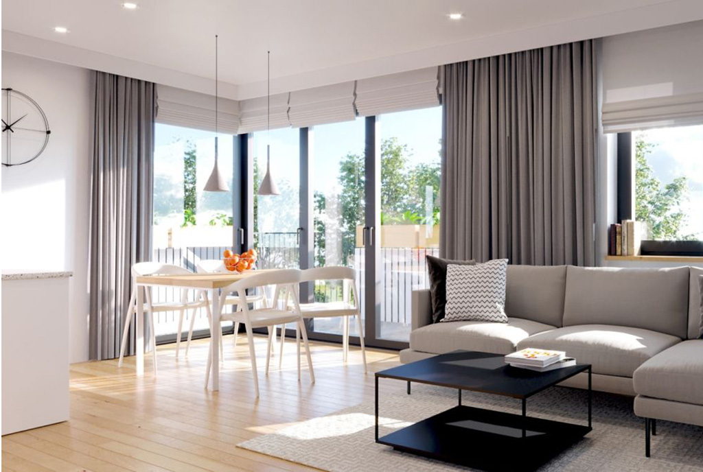komfortowy pokój dzienny w luksusowym apartamencie na sprzedaż Myszków