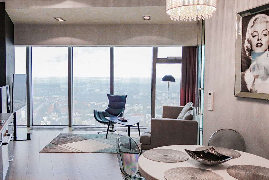 salon w ekskluzywnym apartamencie do wynajęcia Wrocław