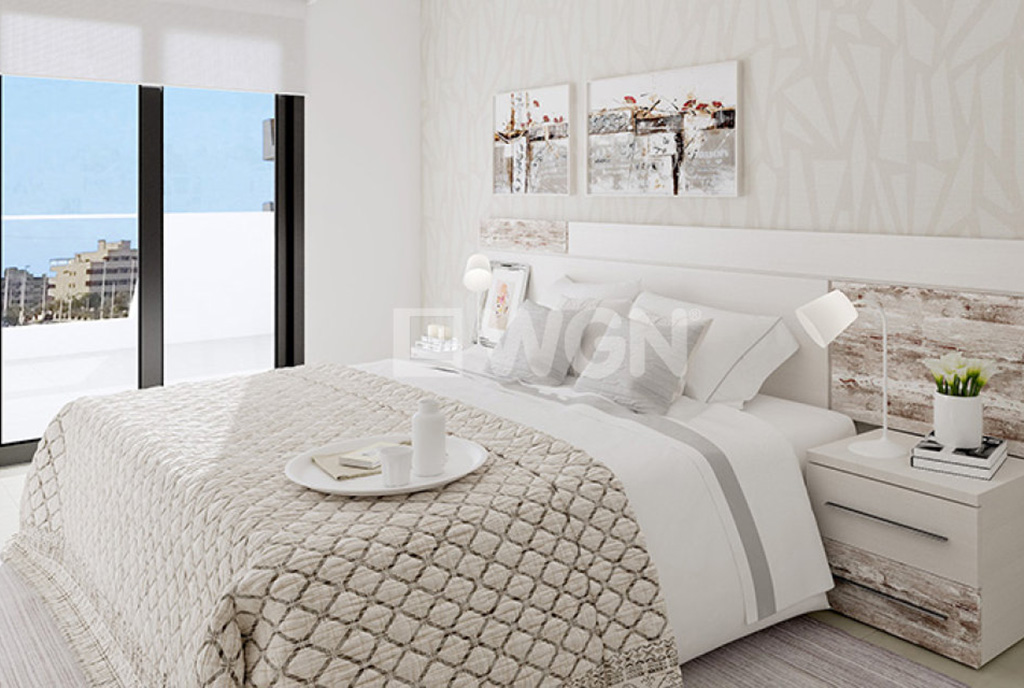 zaciszna sypialnia w luksusowym apartamencie na sprzedaż Hiszpania (Costa Blanca Alicante, Los Arenales del Sol)