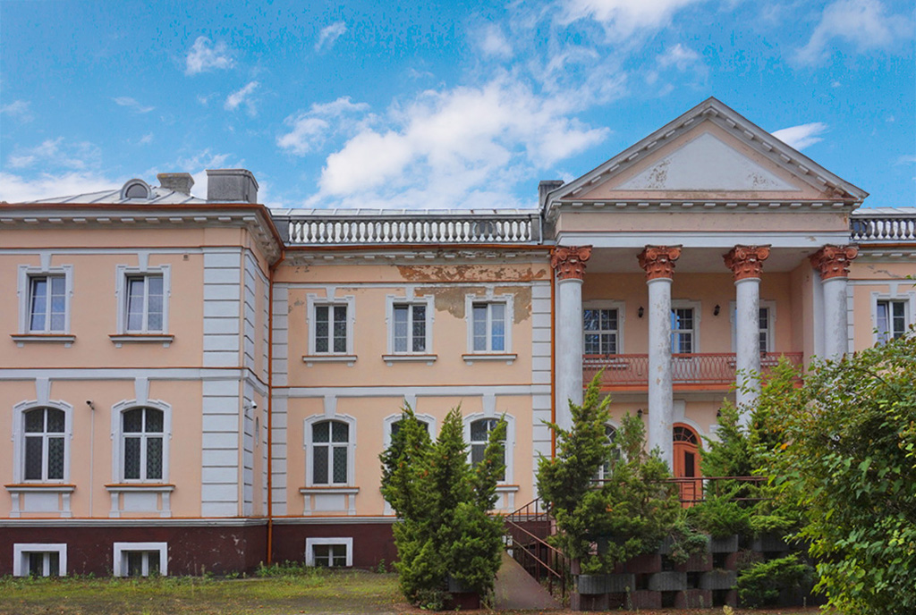 imponujące rozmachem wejście do luksusowego pałacu do sprzedaży Wielkopolska