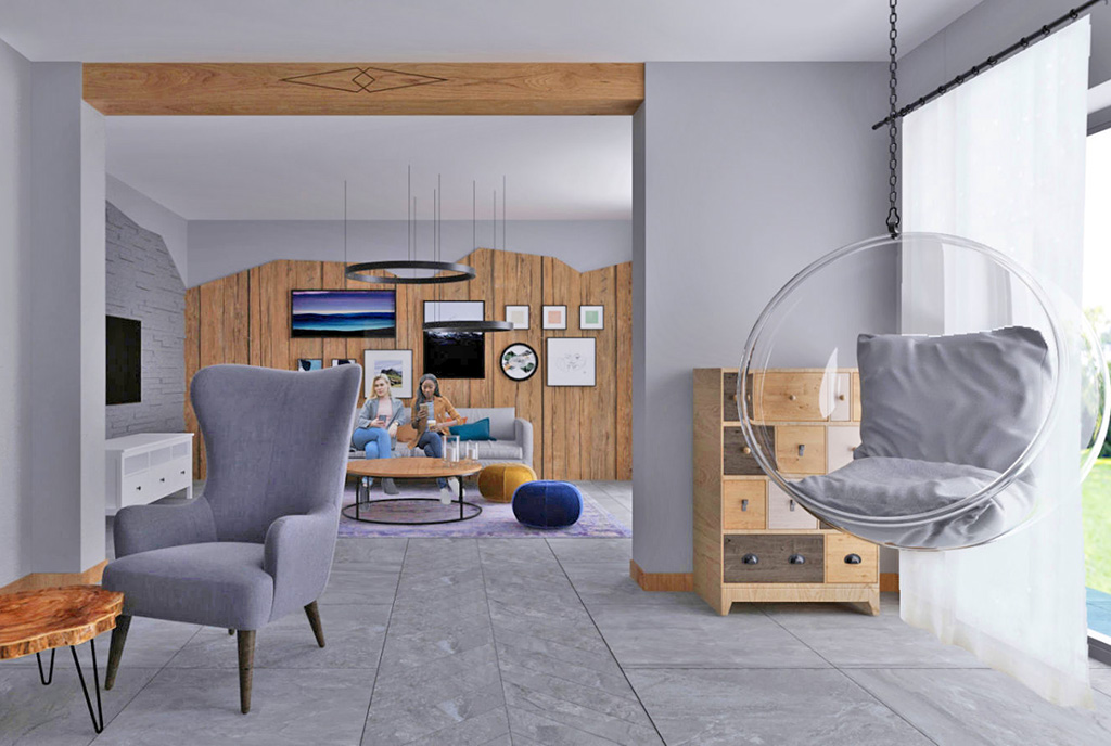 nowoczesny pokój dzienny w ekskluzywnym apartamencie do sprzedaży Szczyrk