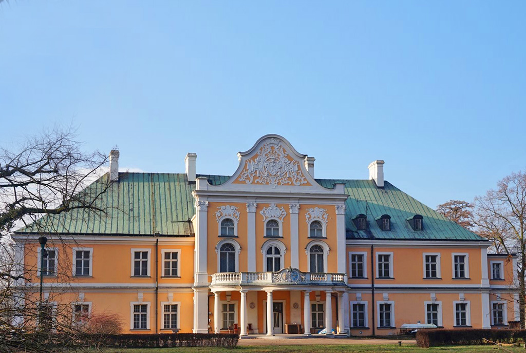 widok od przodu na luksusowy pałac na sprzedaż Wielkopolska