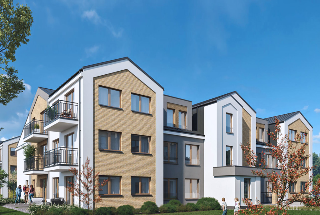 widok na osiedle, gdzie znajduje się oferowany do sprzedaży ekskluzywny apartament Wieluń