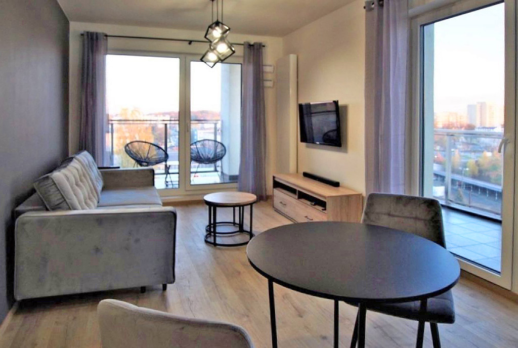 zbliżenie na pokój dzienny w luksusowym apartamencie do wynajmu Łódź