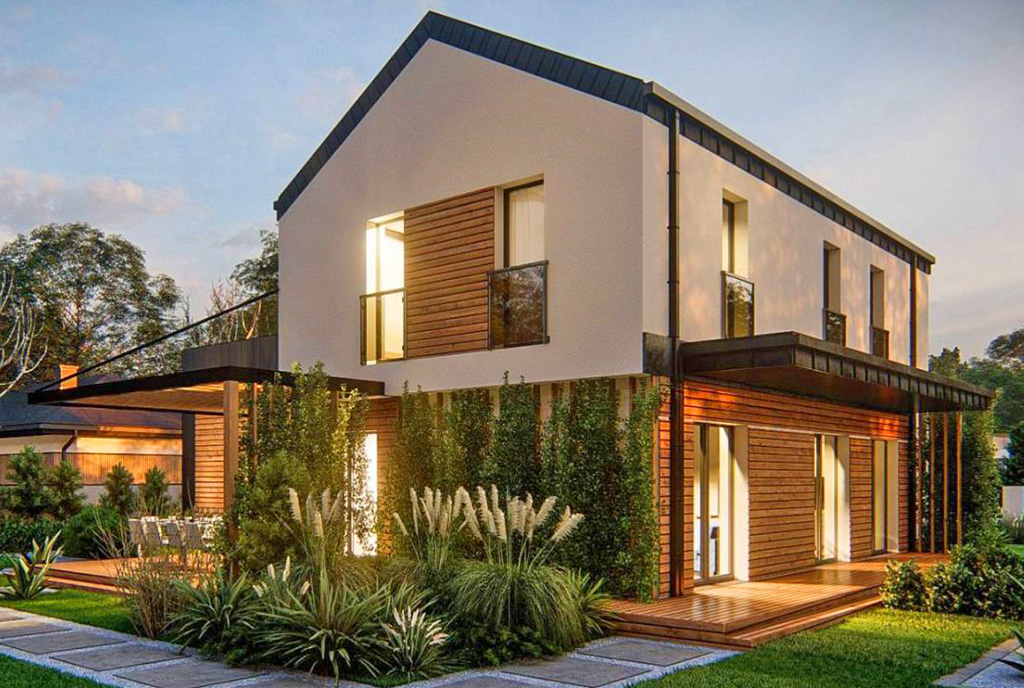 widok z boku na luksusową willę na sprzedaż Kalisz