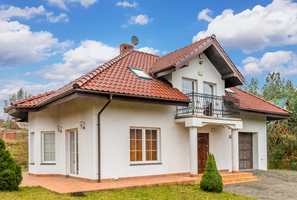 reprezentacyjne wejście do luksusowej willi na sprzedaż Kaszuby