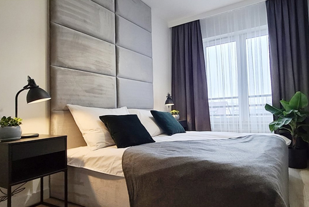 zaciszna sypialnia w ekskluzywnym apartamencie na wynajem Wieluń