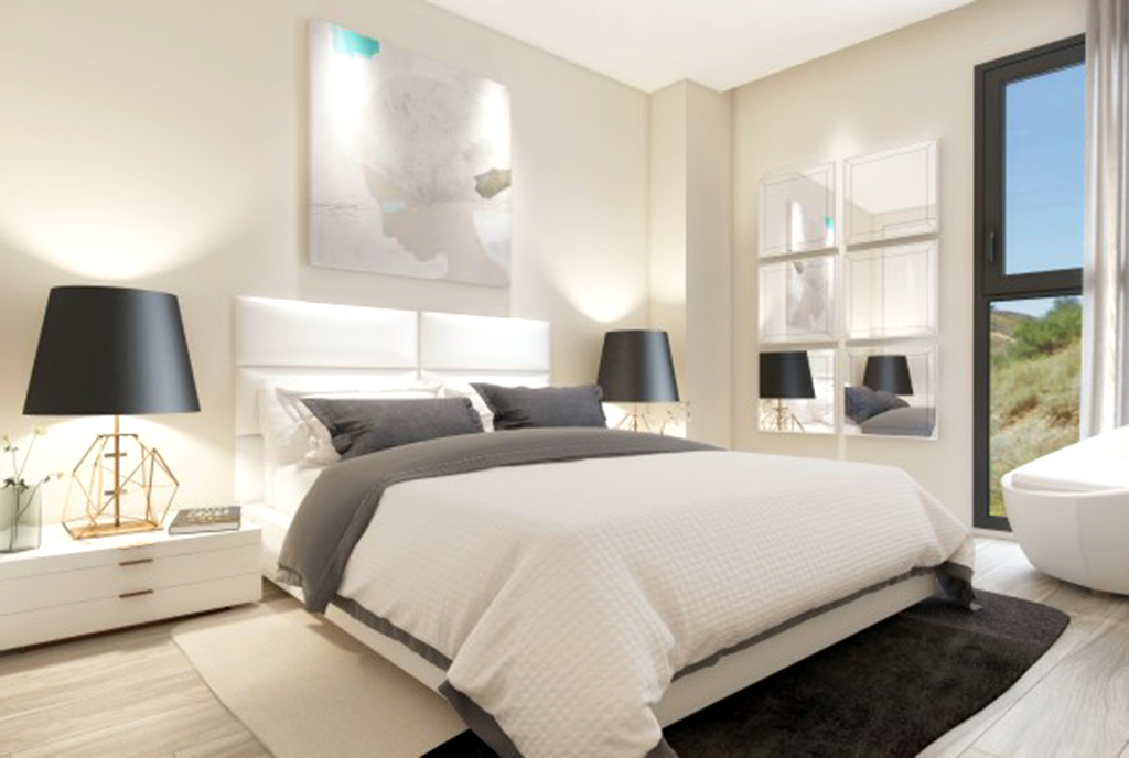 elegancka i prywatna sypialnia w ekskluzywnym apartamencie na sprzedaż Hiszpania (Fuengirola, Costa del Sol)