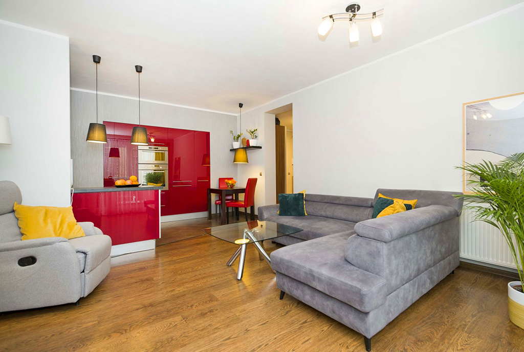 kameralny pokój dzienny w ekskluzywnym apartamencie do sprzedaży Katowice