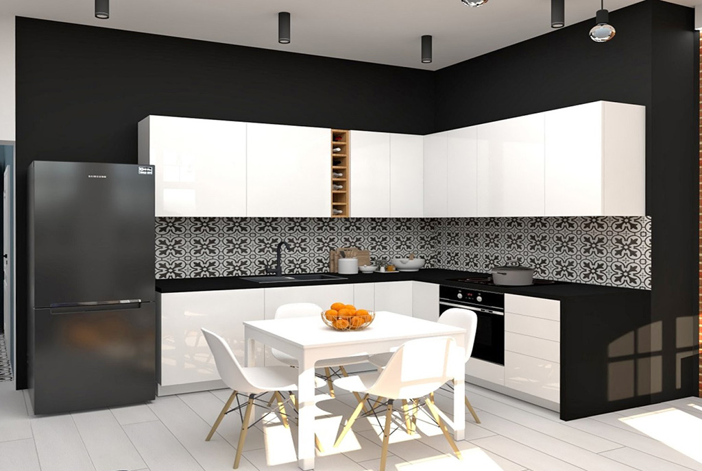 zaprojektowana zgodnie z najnowszymi trendami kuchnia w luksusowym apartamencie na sprzedaż Zielona Góra (okolice)