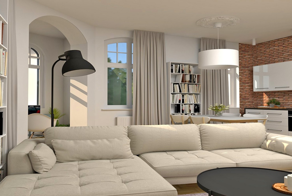fragment komfortowego salonu w ekskluzywnym apartamencie na sprzedaż Zielona Góra (okolice)