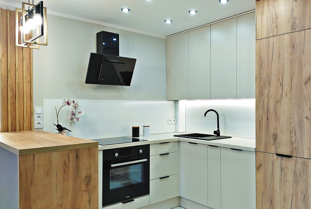 zbliżenie na fragment aneksu kuchennego w luksusowym apartamencie na sprzedaż Częstochowa