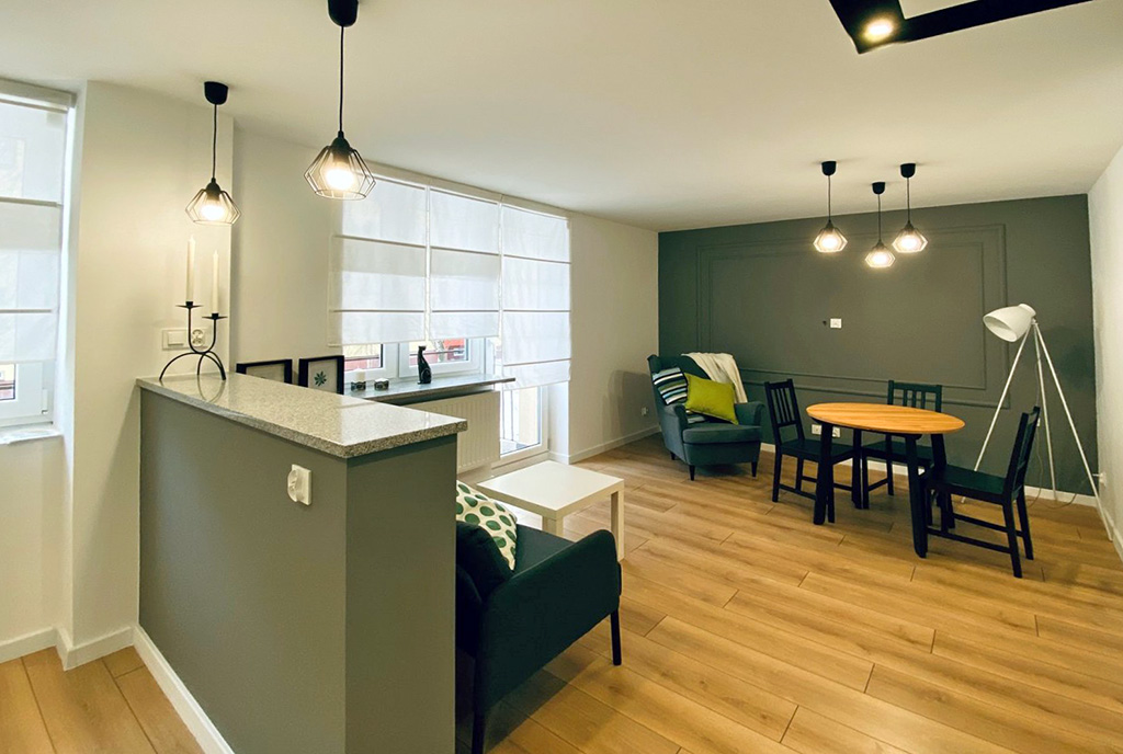 elegancki pokój dzienny w luksusowym apartamencie do sprzedaży Katowice (okolice)
