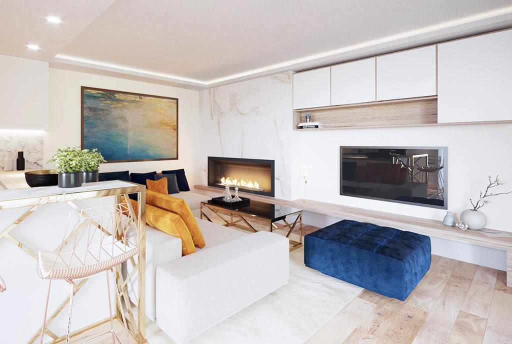 okazały salon w luksusowym apartamencie na sprzedaż Ustroń