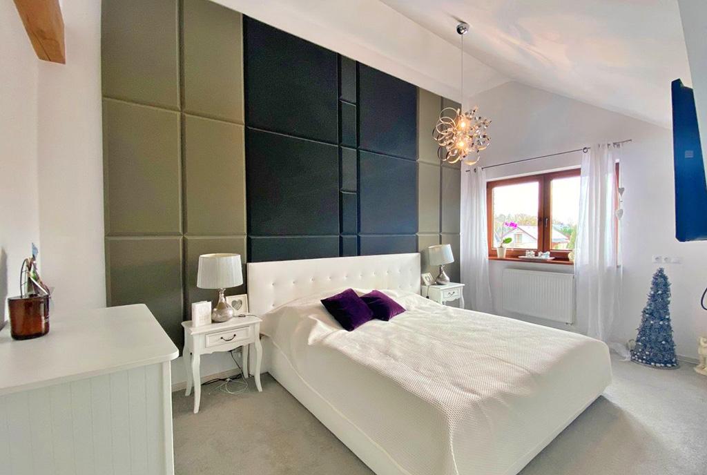 zaciszna sypialnia w ekskluzywnej willi na sprzedaż Szczecin (okolice)