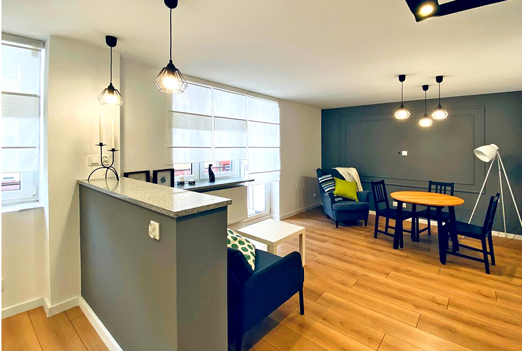 stonowana kolorystyka wnętrze ekskluzywnego apartamentu do sprzedaży Katowice (okolice)
