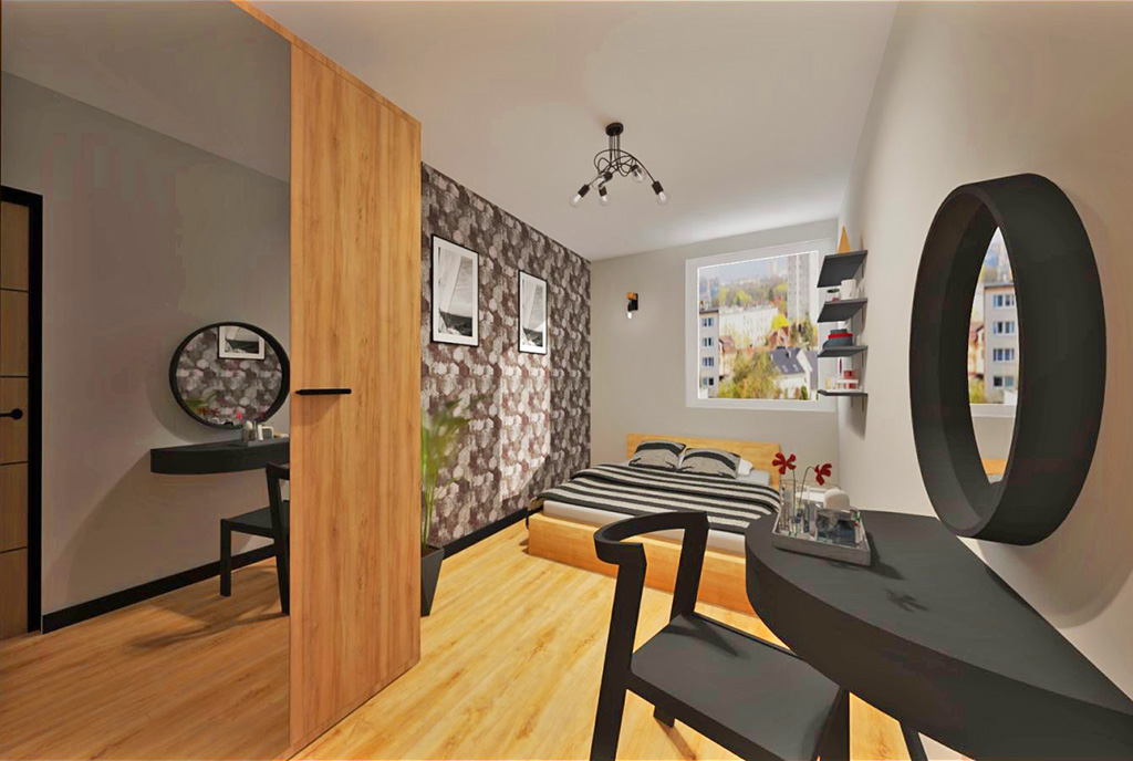 jeden z komfortowych pokoi w luksusowym apartamencie na sprzedaż Elbląg
