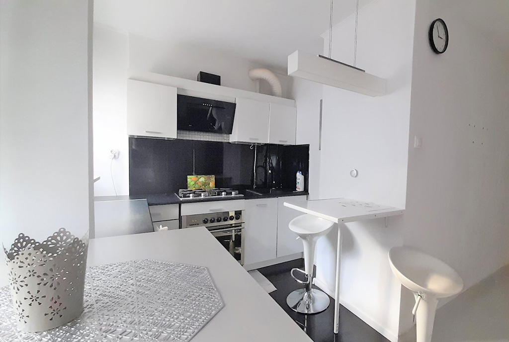nowocześnie zabudowa kuchnia w luksusowym apartamencie na wynajem Legnica (okolice)
