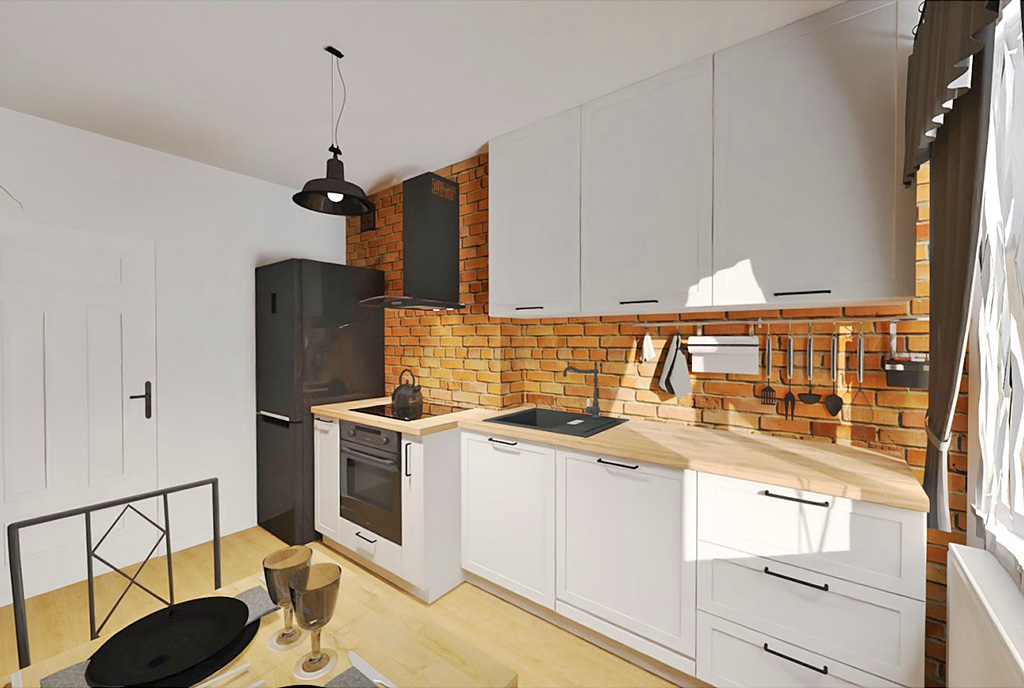 nowoczesna zabudowa kuchni w luksusowym apartamencie na sprzedaż Elbląg