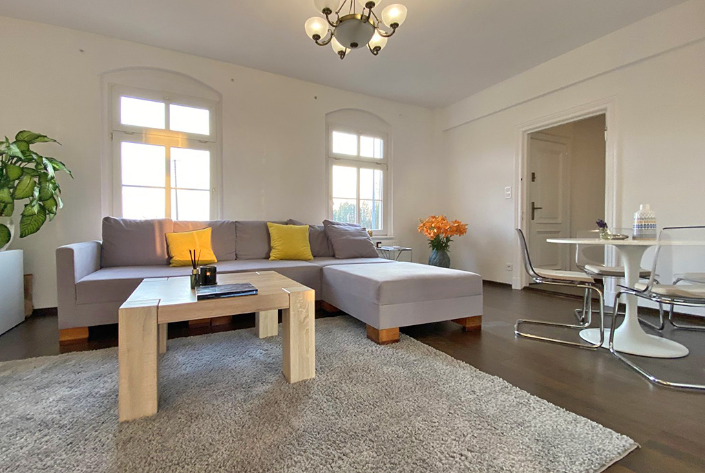 wytworny salon w luksusowym apartamencie na sprzedaż Gdańsk
