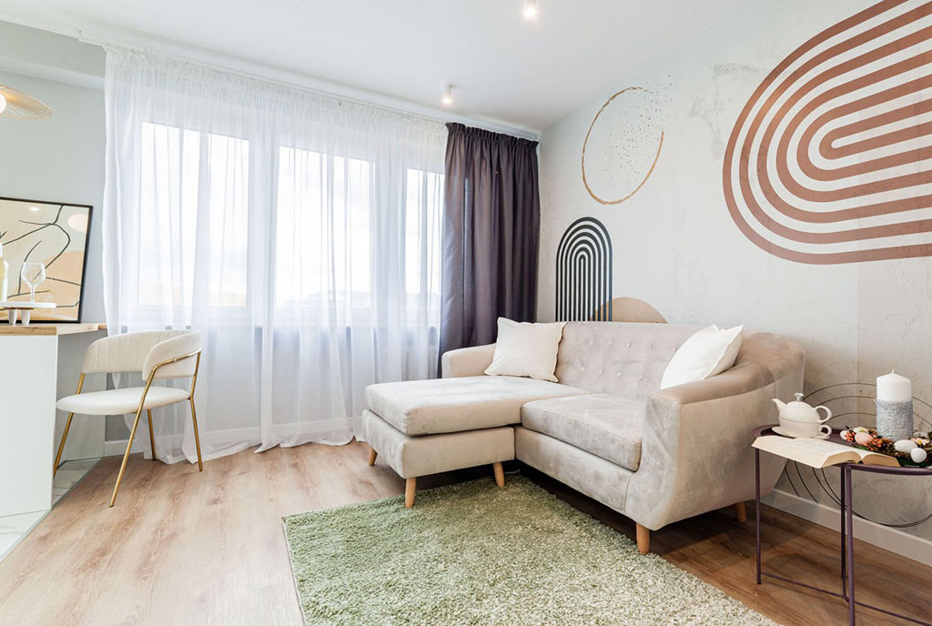 fragment pokoju dziennego w luksusowym apartamencie na sprzedaż Kalisz