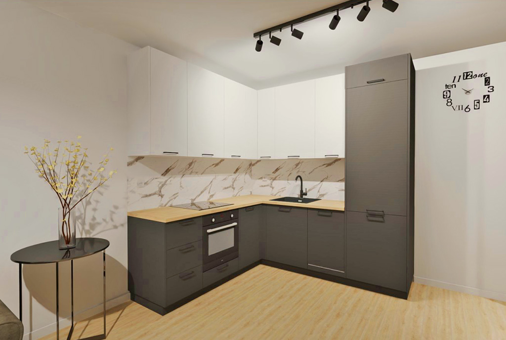 praktycznie zabudowana kuchnia w luksusowym apartamencie na sprzedaż Elbląg