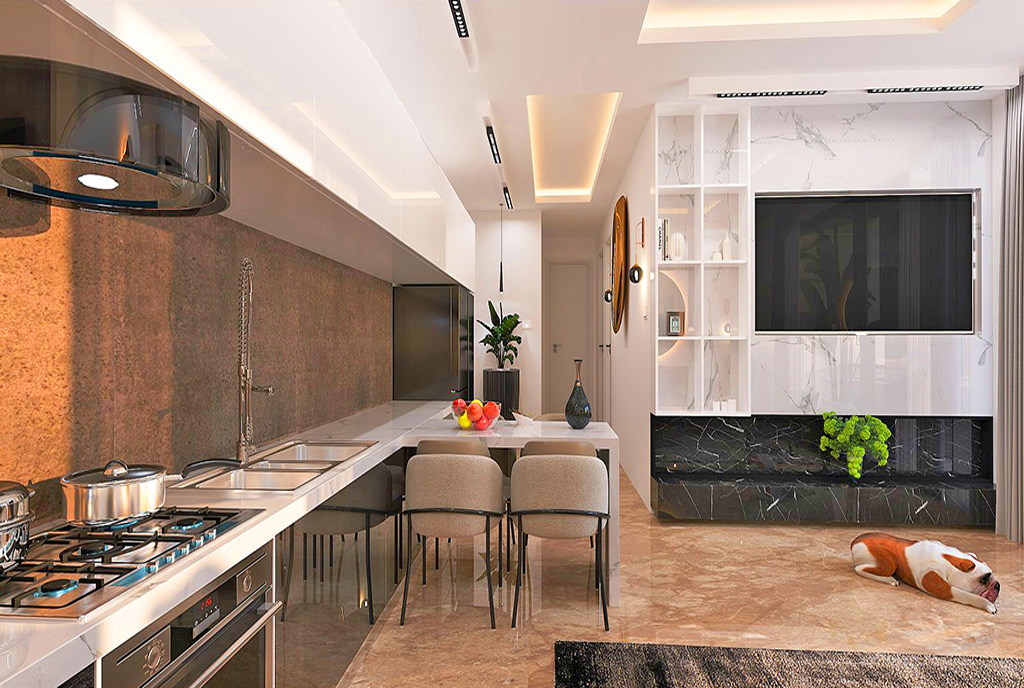 nowoczesna kuchnia w ekskluzywnym apartamencie na sprzedaż Cypr (Iskale)