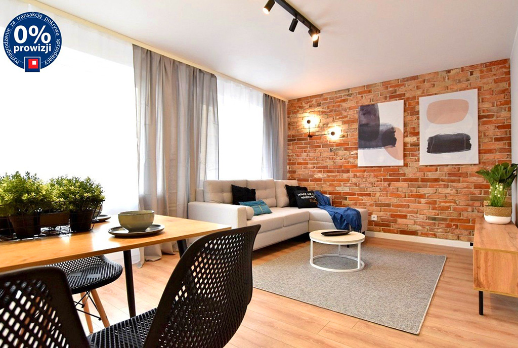 zaprojektowany zgodnie z najnowszymi trendami salon w ekskluzywnym apartamencie do sprzedaży Inowrocław