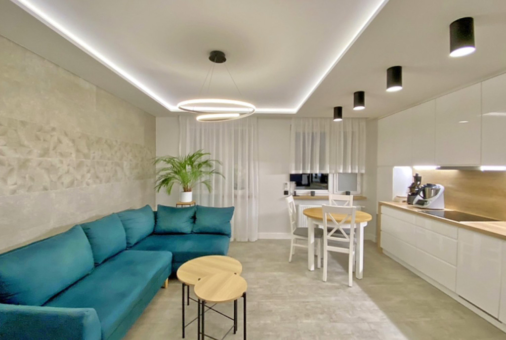 efektowne oświetlenie LED-owe wnętrza luksusowego apartamentu na sprzedaż Legnica