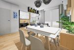 na pierwszym planie jadalnia w luksusowym apartamencie na sprzedaż Wrocław