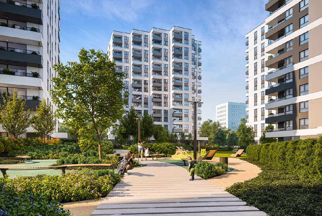 zielona okolica, wśród której znajduje się oferowany na sprzedaż luksusowy apartament Katowice