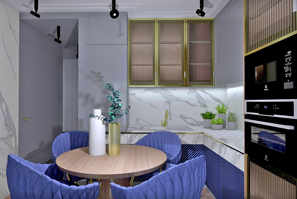 na pierwszym planie jadalnia w ekskluzywnym apartamencie na wynajem Gdańsk