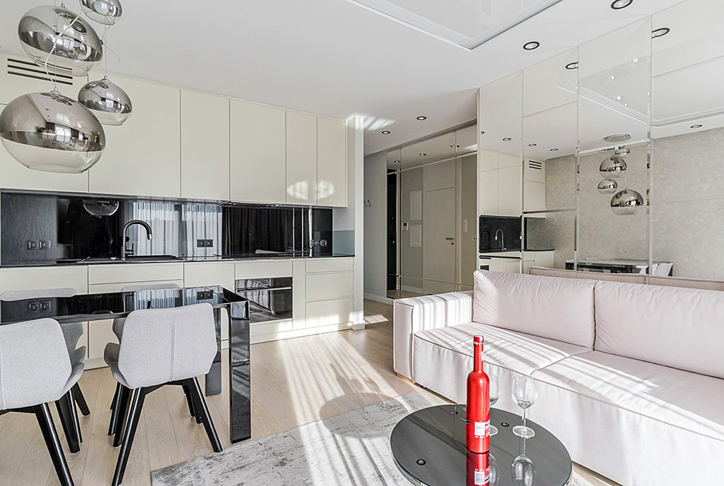 kameralny pokój dzienny w ekskluzywnym apartamencie do sprzedaży Gdańsk